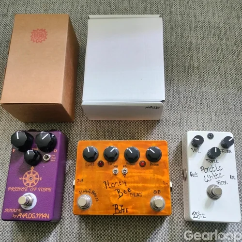 BJFE Honey Bee DLX, BJFE Arctic W Fuzz, ANALOGMAN Prince Of Tone